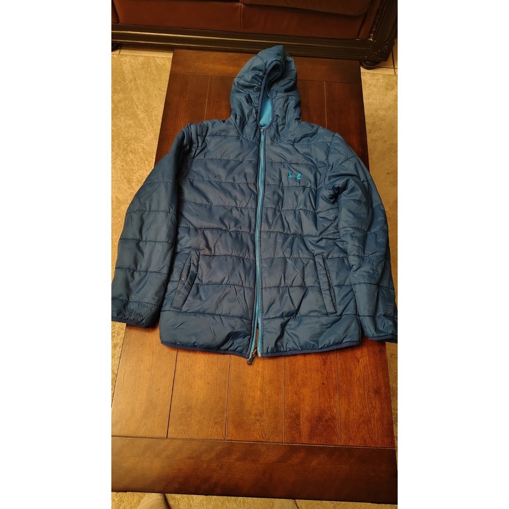 UNDER ARMOUR Boys  Winter Jacket Reversible Blue Fleece Storm
